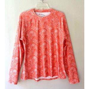 The American Outdoorsman Sz XL Coral Floral Rash guard Long Sleeve Sun‎ Tee Top